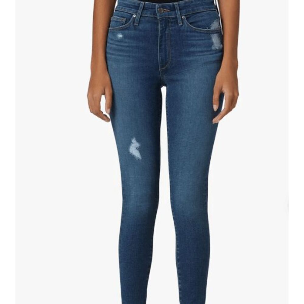 Joe's Jeans High Rise Skinny Ankle Jeans Medium Wash Lightly Distressed Size 25‎